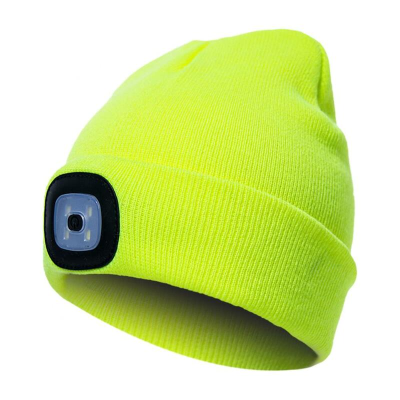 LED Light Up Beanie Cap para homens e mulheres, chapéu Hip Hop, malha, quente, caça, camping, corrida, farol, ao ar livre, pesca, inverno