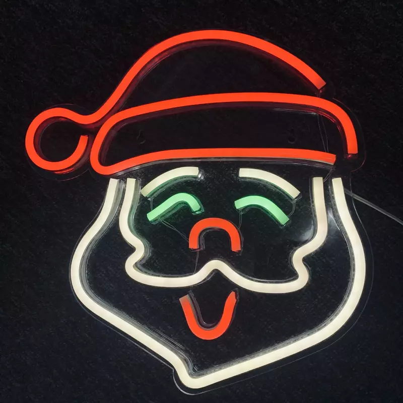 Santa Claus Neon Light Claus LED Sign Lamp Christmas Decoration Night Lights for Festival Party Room Shop Children Gift USB Plug
