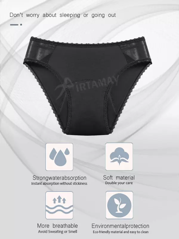 Новые трусики для женщин, кружевные четырехслойные впитывающие защитные менструационные моющиеся женские трусики, физиологические штаны с утечкой