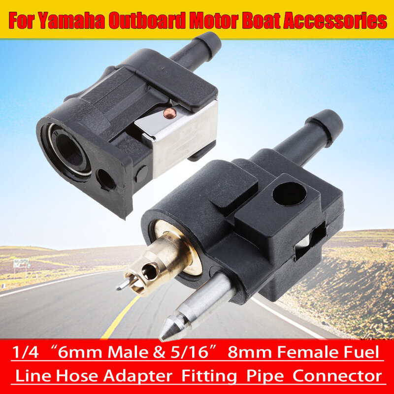 for Yamaha Outboard Motor Accessories 1 Set 1/4 ″ 6mm Male & 5/16 ″ 8mm Female Fuel Line Hose Adapter Fitting Pipe Connector
