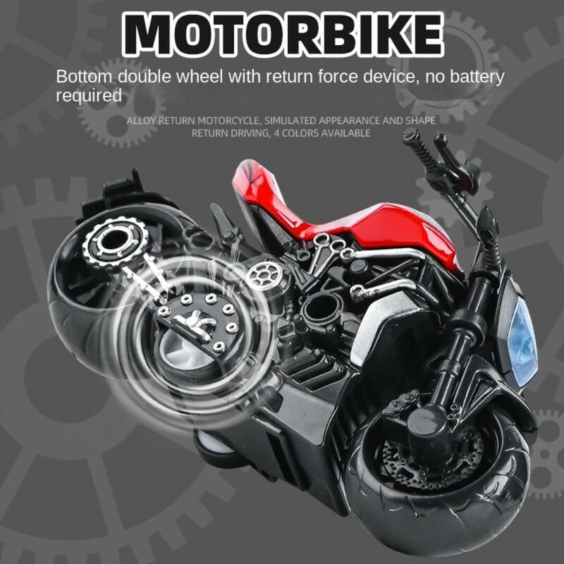Modelo de motocicleta Pull Back, simulación de aleación, locomotora, figuras de acción de motocicleta