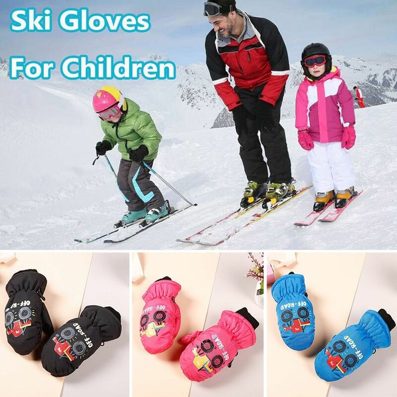 Guanti da sci per bambini antiscivolo guanti impermeabili caldi e spessi antivento guanti sportivi per cartoni animati invernali per 2-5 anni