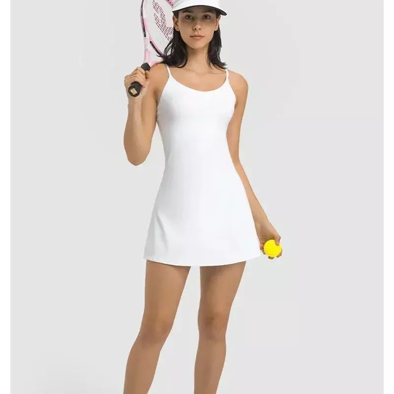 Limão-Bodysuit feminino que wicking o suor com almofada no peito, bolsos de 1 peça, vestido de tênis fitness, bodysuit golfe respirável, vestido de ginástica