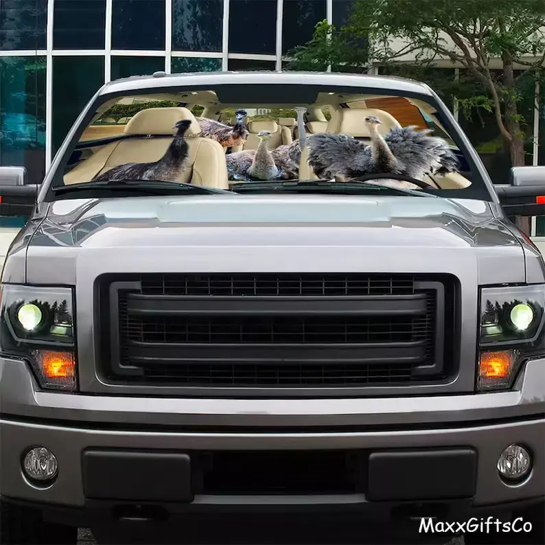 ที่บังแดดรถยนต์ EMU กระจกหน้ารถ EMU ที่บังแดดครอบครัวอุปกรณ์เสริมรถยนต์ hiasan mobil ของขวัญสำหรับพ่อแม่