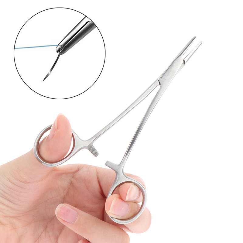 Fórceps de bloqueo curvo hemostato, herramienta de granja, abrazadera de aguja, soporte de aguja de sutura, 12cm