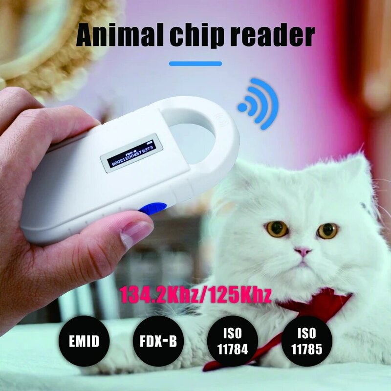 Escáner de identificación de mascotas, transpondedor de Chip de 134,2 Khz, FDX-B, ISO11784/5, identificación de animales, USB, perro, gato, caballo, lector de Microchip de mano