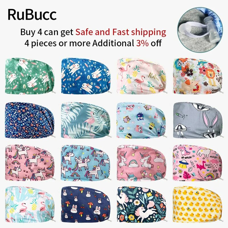 Tooth Dentist Scrub Cap Dental Printing Scrubs Hat for Women Surgical Hat Women's and Men Operating Room Hat Medical Accessories
