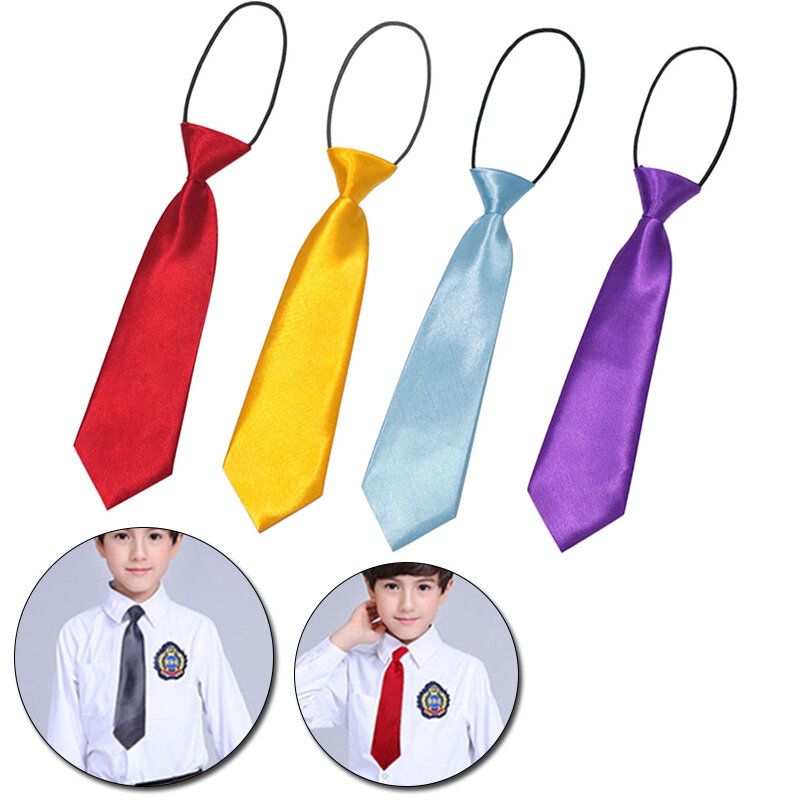 Dasi leher anak, dasi sekolah mode warna Solid mudah dipakai untuk anak perempuan laki-laki anak-anak warna-warni dapat disesuaikan pre-tier pesta pernikahan dasi