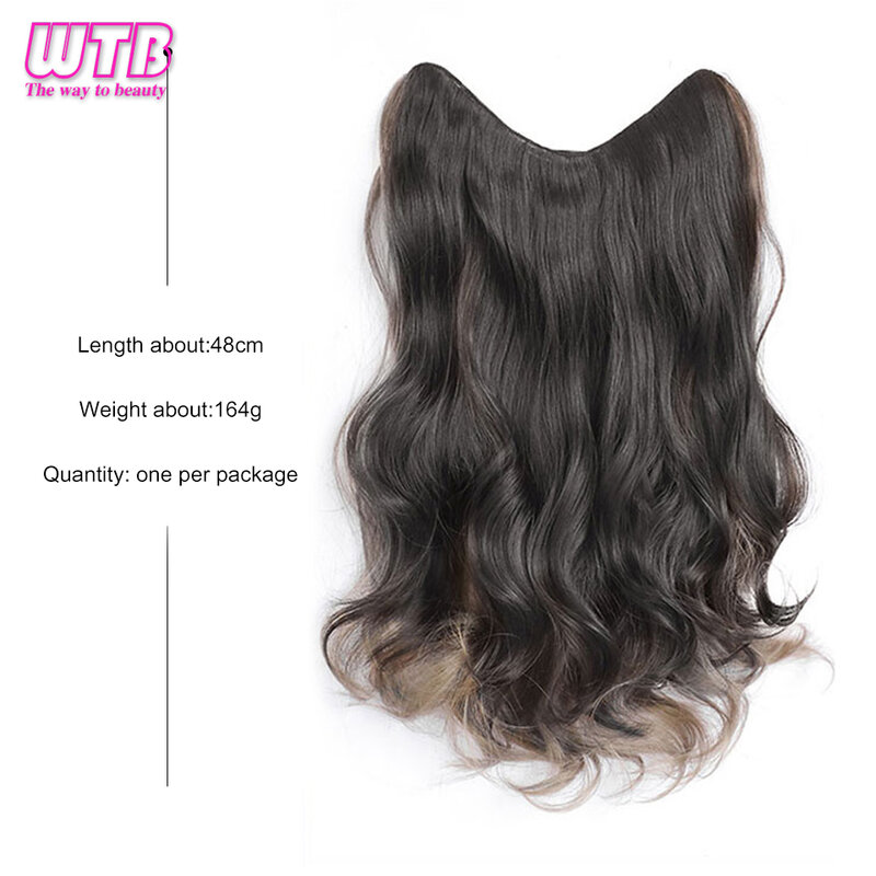 WTB-peruca sintética encaracolado longo com destaques, peruca macia onda, pedaço de extensão do cabelo feminino, 1 pc