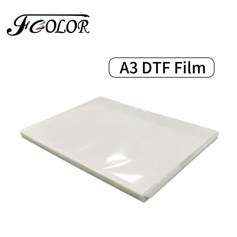 FCOLOR 50/100 lembar sisi ganda Matte A3 DTF Film Transfer langsung Film untuk Epson DTF Printer Transfer panas DTF Film PET