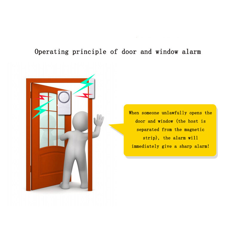 Detektor intrusi saklar magnetik rumah tangga, pintu dan jendela nirkabel Anti Maling perangkat Alarm buka pengingat tutup cepat