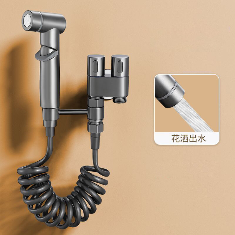 Hygienic shower toilet bidet sprayer shower head double outlet angle valve wall-mounted double outlet bidet toilet accessories