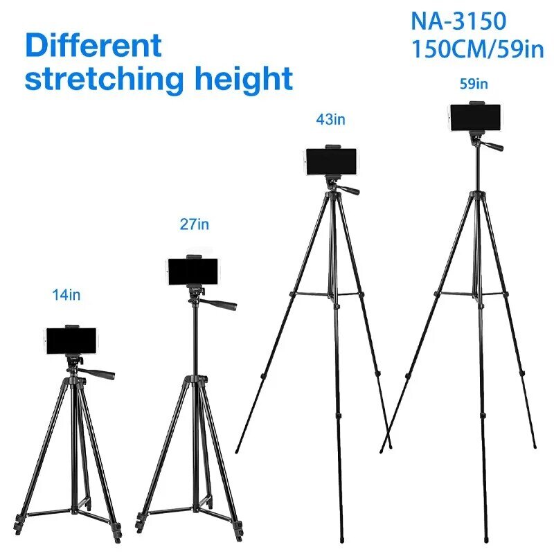 Nagnahz Tripod for Phone 150cm Video Recording Phone Tripod Stand with Bluetooth Remote Universal Camera Phone Photography Stand