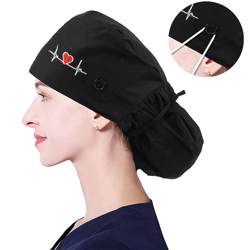 Unisex Tieback สัตว์เลี้ยงแพทย์ขัดเภสัชกร Clinic หมวกทันตแพทย์ยาว ECG Lab หมวกพยาบาลผ่าตัดทำงาน Ccaps พยาบาลหมวก2022
