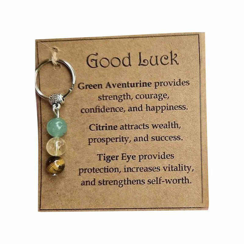 Beading Three Agate Keychain Good Luck New Beginning Calming Grief Anxiety Self-Love Sleep Well Success Uplifting Protection