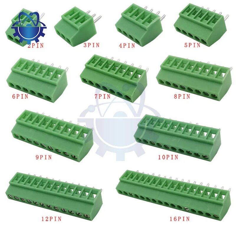 10 шт./комплект, зеленые Кабельные Клеммы KF128 2,54 мм PCB, мини-Винтовые клеммные колодки, коннекторы проводки KF128-2.54 2P 3P 4P 5P 6P