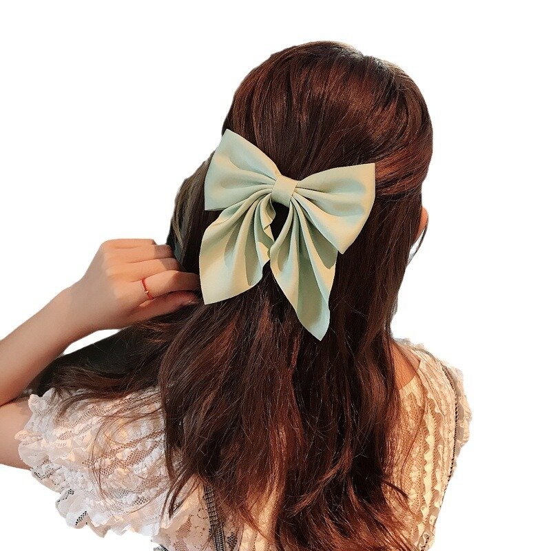 Japanese Style Small Fresh Solid Color Bow Girl Duckbill Clip Fashionable Half Tie Hair Clip Back Spoon Women's Hair Clip