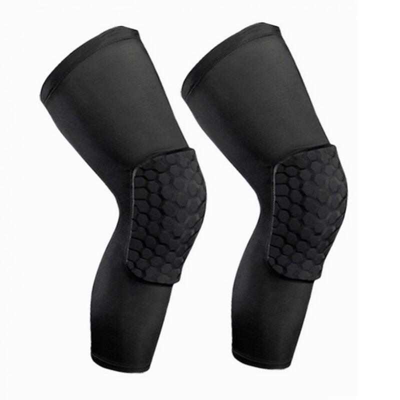 1 buah pelindung lutut elastis olahraga, pelindung lutut basket sarang lebah, pelindung lutut pendukung kompresi lengan kaki