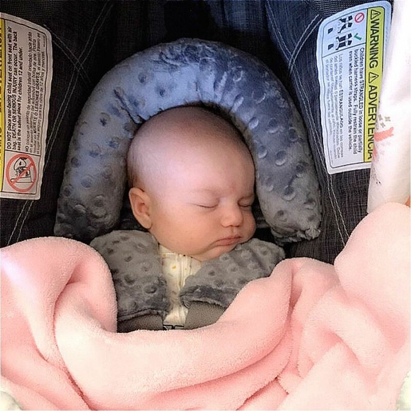 Almohadilla de asiento infantil para bebé, almohada de apoyo de poliéster para dormir, soporte para la cabeza, almohada de viaje, reposacabezas