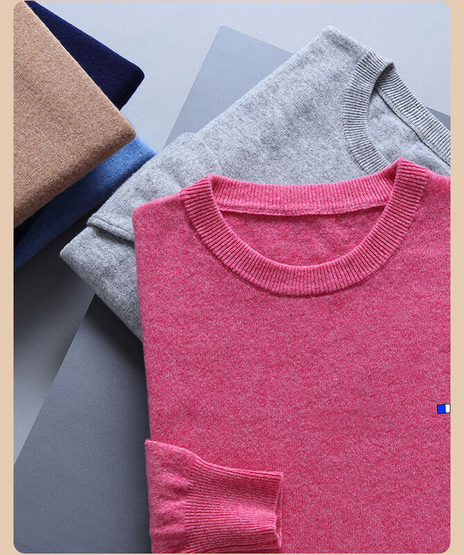 Hot Sale Men Sweater O-neck  black sweater Pullovers Solid Color Standard Clothes Male Cashmere Knit Top Homme