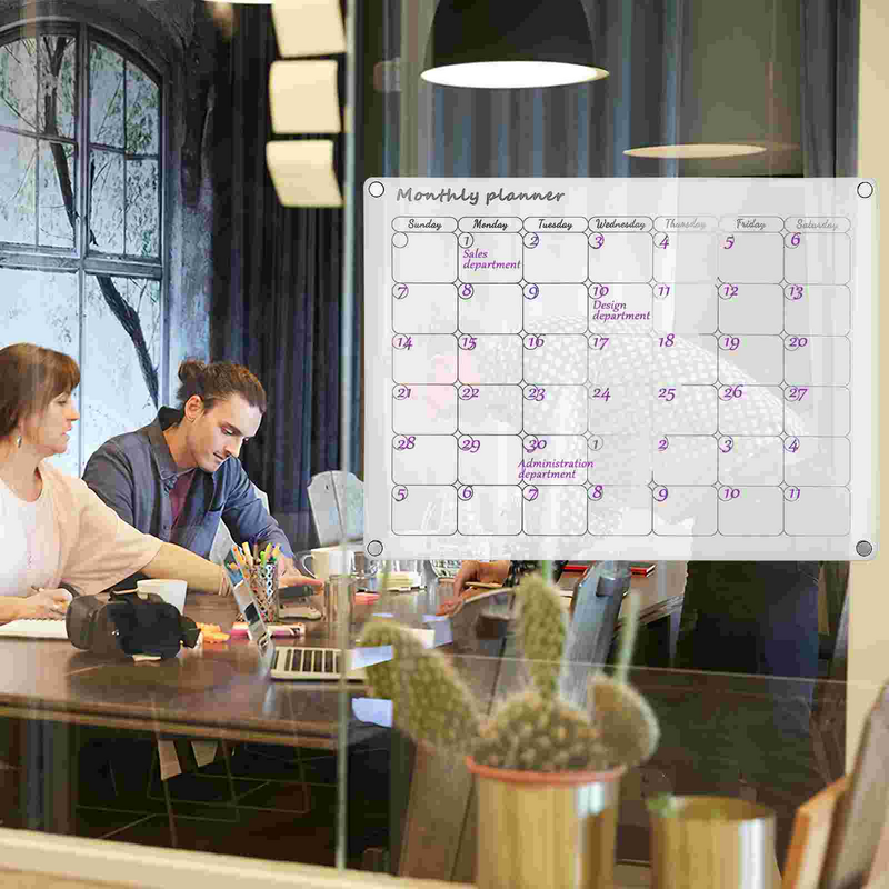 Parede apagável Whiteboard calendário montado, planejador semanal mensal, acrílico Escrita Board