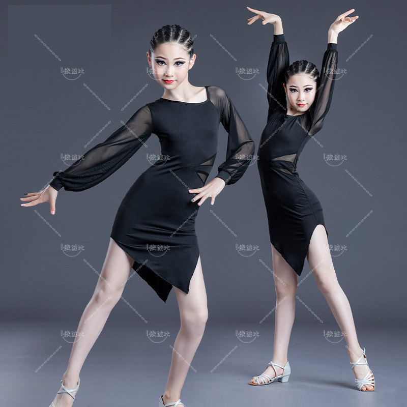 Neue Kinder Latin Dance Kleid Mädchen Split Dance Rock Wettbewerb Vorschriften Bewertung Performance Kleidung Mädchen Kleid