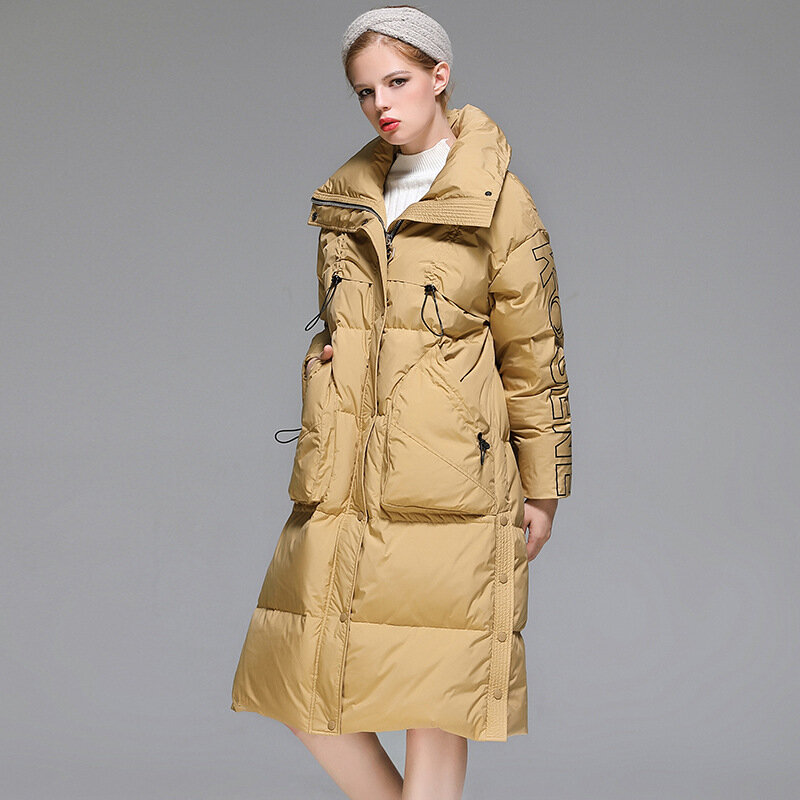 2022 inverno jaqueta feminina quente à prova de vento longo pato branco para baixo puffer jaqueta casual quente ski hoodies casacos