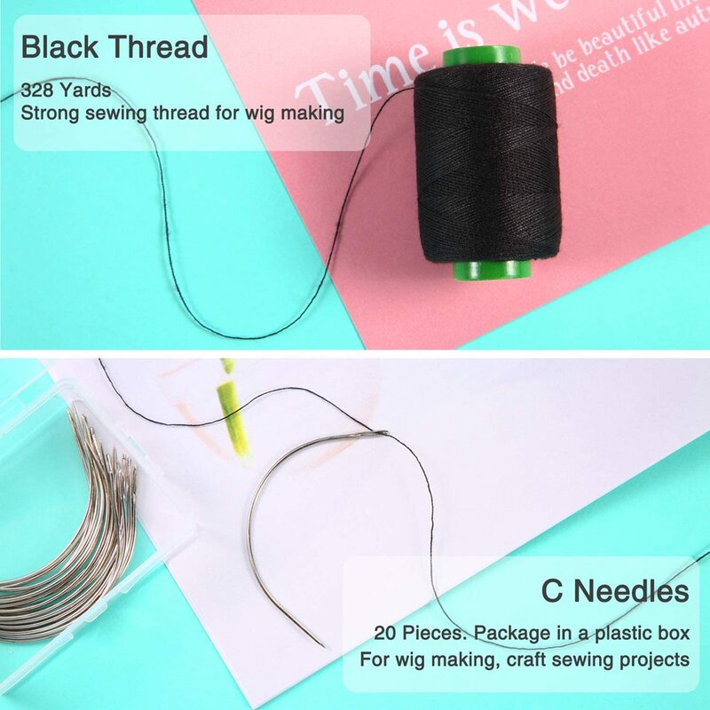 50 Pieces C Type Needle for Weave Curved Needles Hand Sewing Needles Sew in Weave Needles for Hair, Wig Making, Carpet