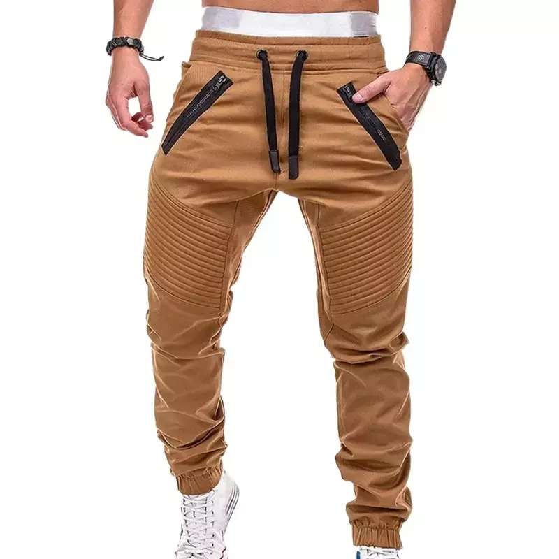 Spring and Autumn Fashion Men's Drawstring Adjustable Pocket Pants New Casual Men's Pants Jogging Slim Fit Striped Clothing