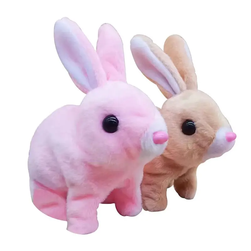 Elektroniczna zabawka pluszowy królik Robot króliczek chodzący skaczący do biegania zwierzę potrząsają uszami śliczne elektryczne zwierzątko na prezenty urodzinowe dla dzieci