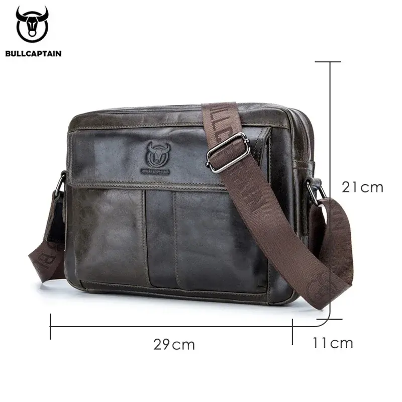 Męska torba Crossbody BULLCAPTAIN z prawdziwej skóry o dużej pojemności na co dzień wielofunkcyjna torebka walizka biznesowa mody