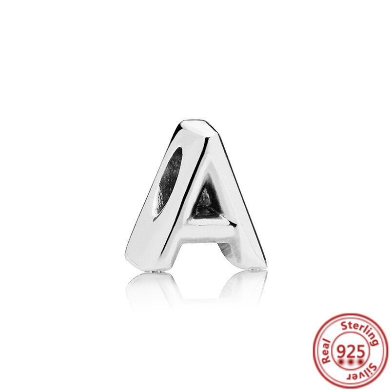 New 100% Real 925 Sterling Silver alfabet literowy A-Z koraliki Charm w stylu Fit oryginalna bransoletka Pandora Charms wisiorek kobiety DIY biżuteria