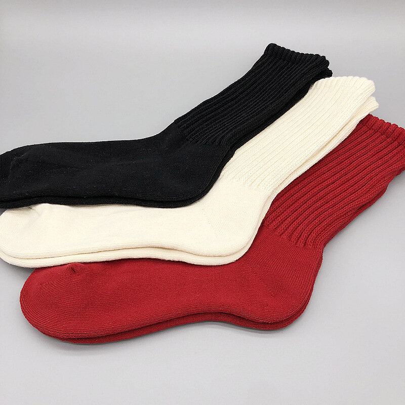 Luokou-Calcetines holgados de tubo alto para mujer, medias gruesas, informales, Retro, de hilo de algodón, novedad