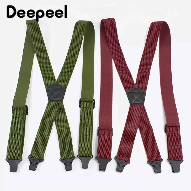 Deepeel 3.5X120cm Mannen Volwassen 4 Clip Casual Broek Mode X-Vormige Strepen Plastic Klem Elastische Bretels Naaien Accessoire