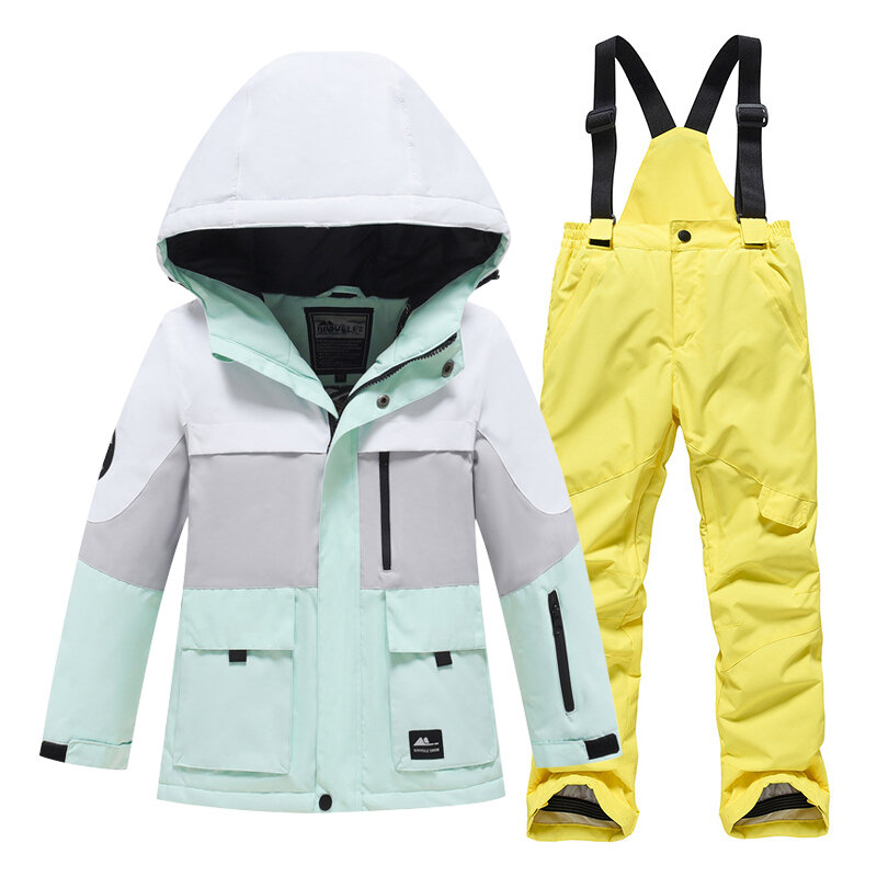 -30 ℃ 5-16 Jahre alte Kinder Schnee anzug Set Jungen und Mädchen warme und wasserdichte Ski anzüge Luxus Offroad Jacken und Hosen