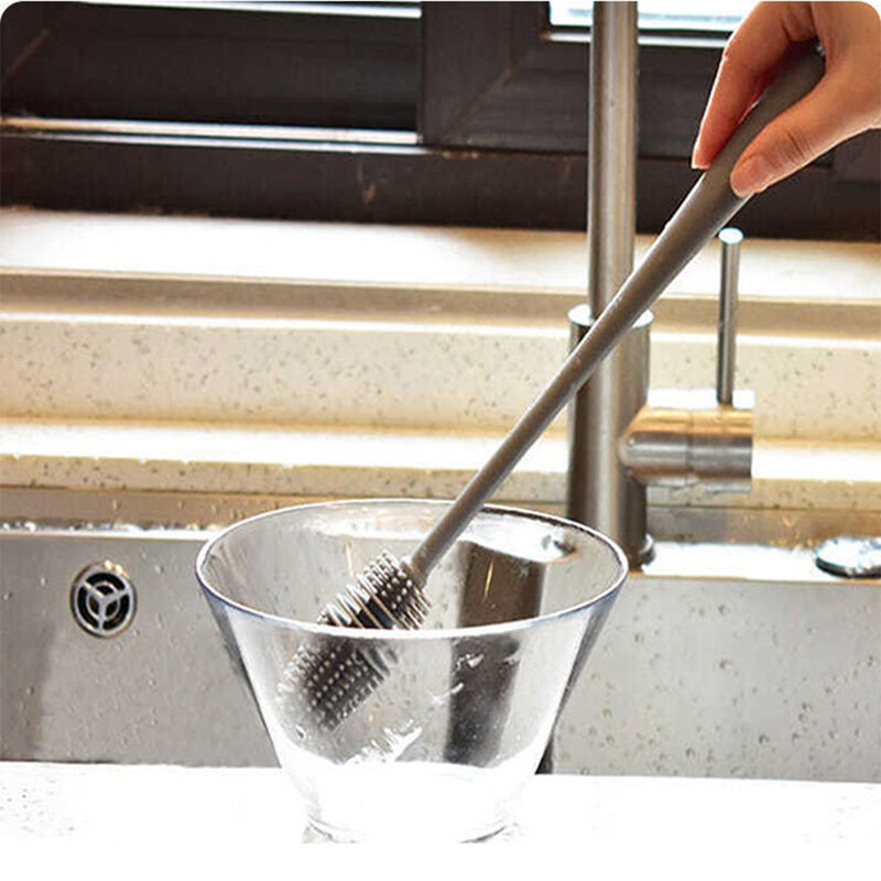 1pc lange Griff Silikon flaschen bürste verlängern Reiniger Küche Esszimmer Wasser behälter Flasche Tasse Vase Waschen Reinigungs werkzeug