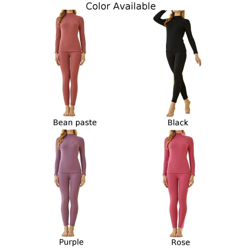Women Winter Thermal Underwear Suit Mock-Neck 2PC Under Panties Undershirts Keep Warm High Quality Base Layer Set