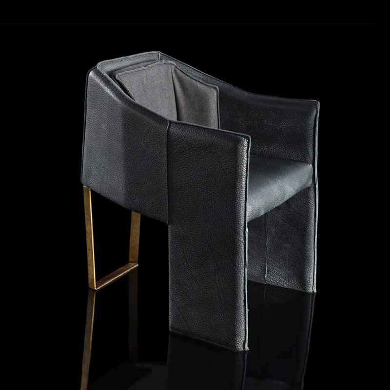 Chaise de salle à manger en cuir et bois, meuble de luxe, design haut de gamme, offre spéciale