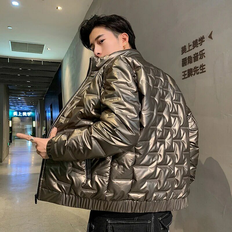 MRMT 2024 Brand New Men's Coat Bright Large Size Warm Down Cotton-Padded Jacket Korean Version Stand Collar Thickened Men's coat