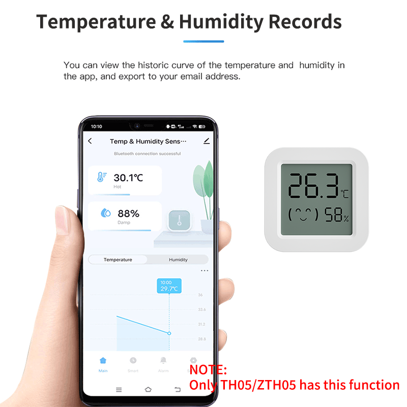 تويا مستشعر درجة الحرارة والرطوبة البسيطة LCD شاشة ديجيتال متوافق مع بلوتوث APP التحكم عن بعد ميزان الحرارة رطوبة