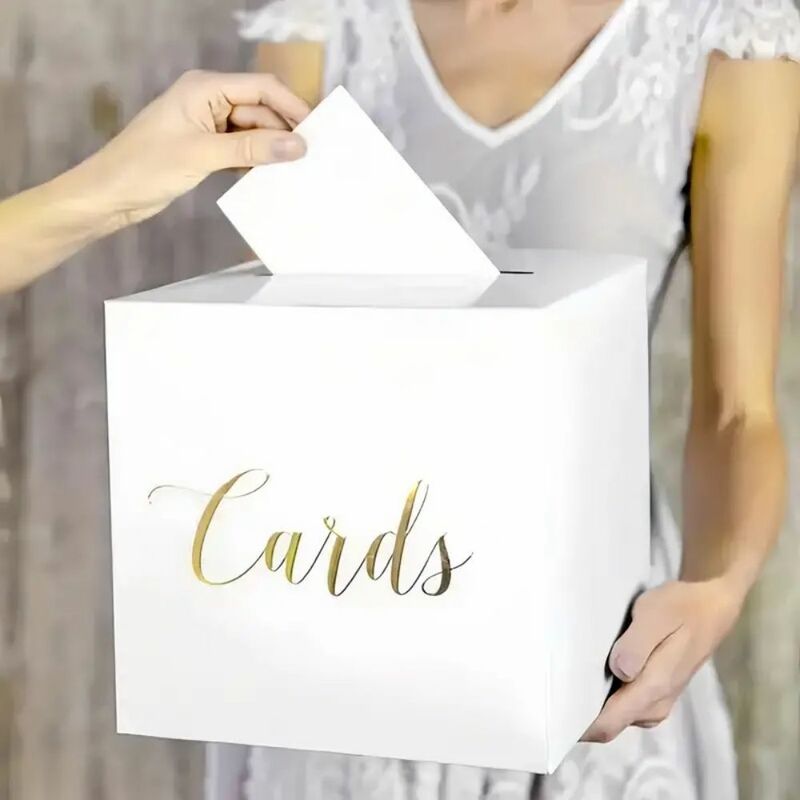 White Wedding Voting Card Box Cardboard Card Box Reception Envelope Money Card Receiving Box Wedding Birthday Party Decoration