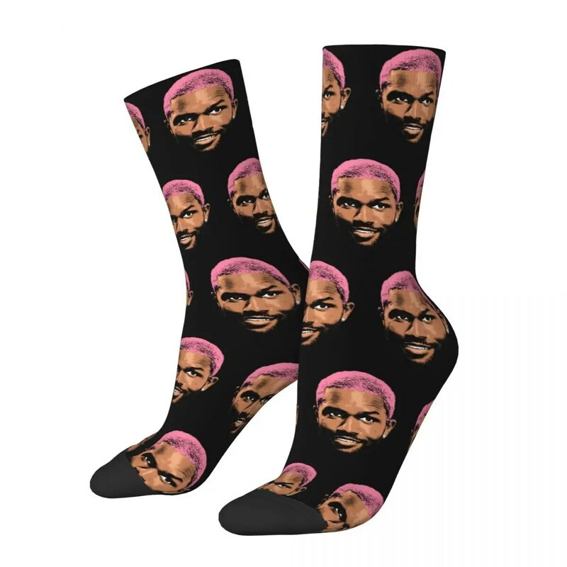 Funny Frank O-Ocean Head Design Theme Crew Socks Accessories for Men Flexible Printing Socks