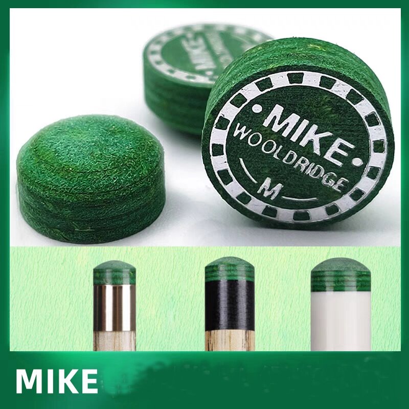 Mike-Punta de billar de cuero verde, Taco de tiza, pegamento en punta de billar, 11, 12, 14mm