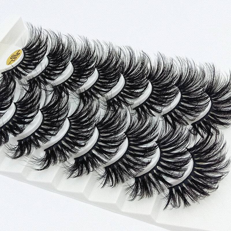 Faux-cils en Faux vison 3D réutilisables, 8 paires, Volume fin, doux, naturel, longs, pour maquillage