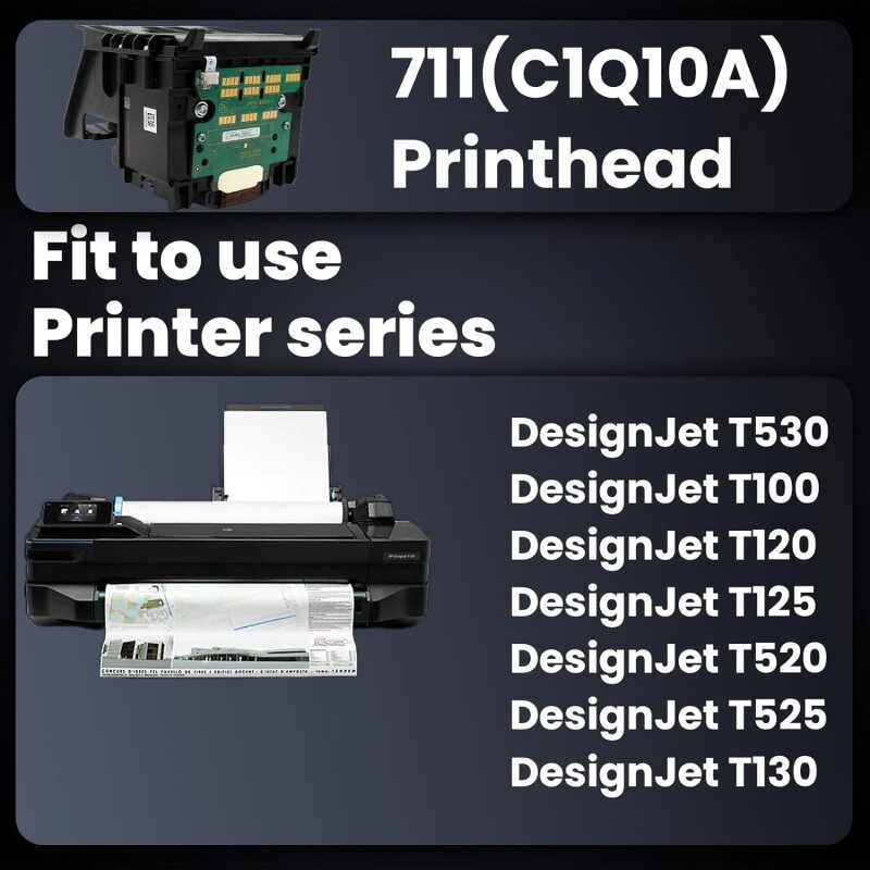 Substituição da cabeça de impressão para impressora plotadora de grande formato, 711 C1Q10A, DesignJet T530, T525,T520,T130,T125,T120, T100