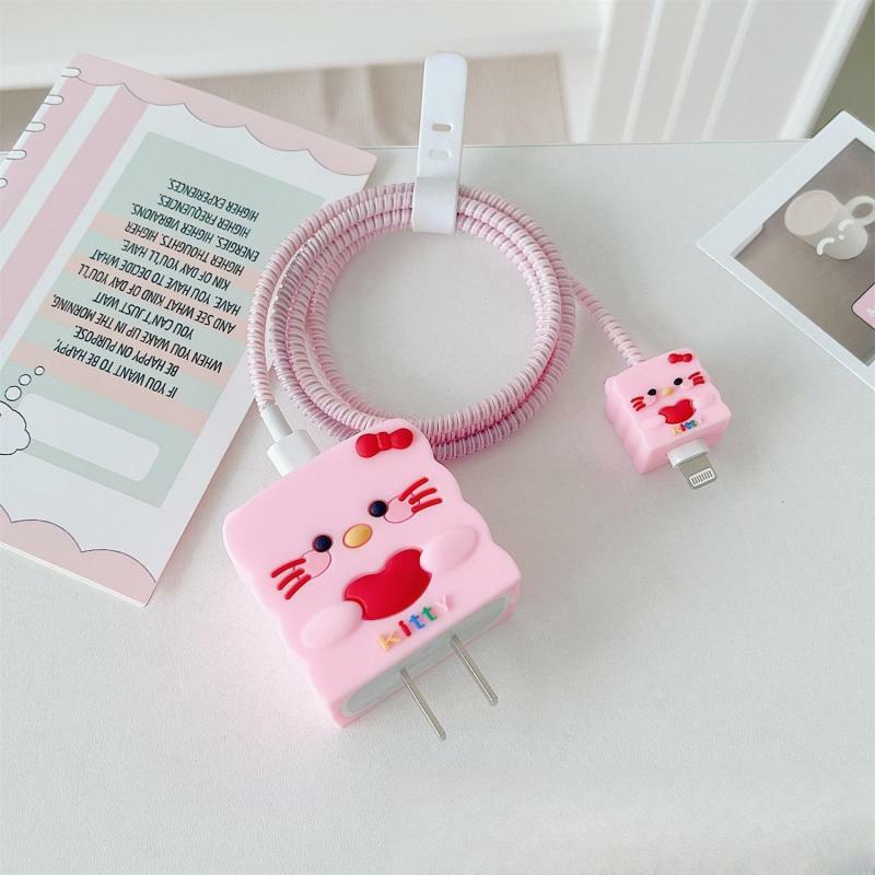 Зарядное устройство с рисунком Hello Kitty для женщин, милая мультяшная смарт-Обложка, подходит для Apple дата-кабеля, украшение кабеля, аксессуары