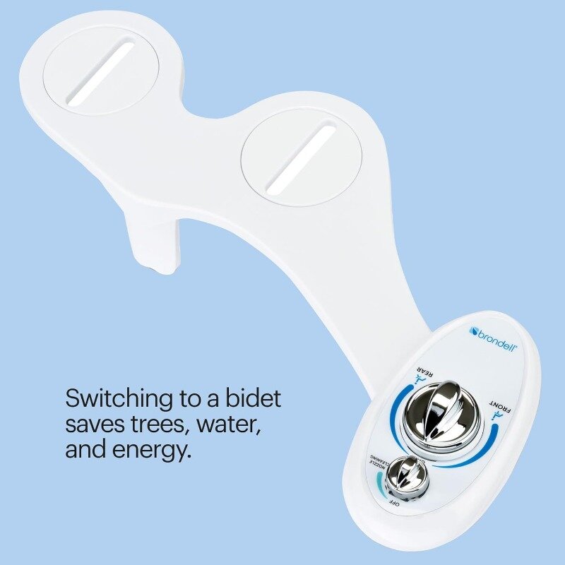 Brondell Bidet Left Hand Bidet Attachment - control panel on left side - Dual Positionable Nozzles for front and rear wash,LH-12