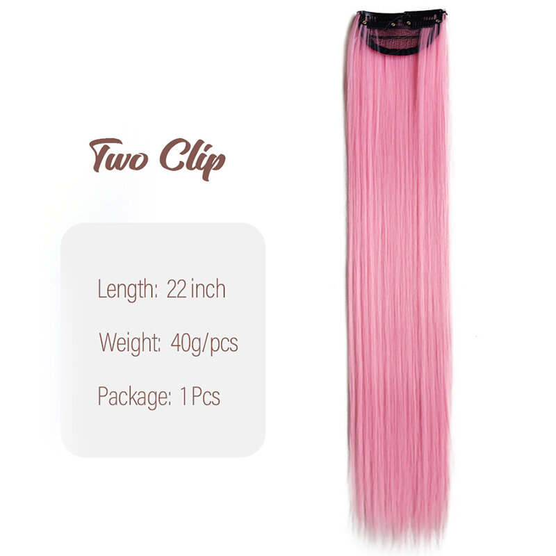 Klip ekstensi rambut merah muda 13 PCS, aksesori rambut pelangi ekstensi highlight sintetis pesta berwarna untuk hadiah anak perempuan