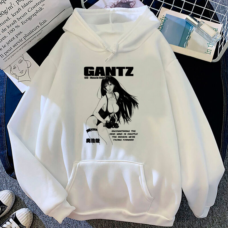Sweats à capuche Gantz pour femmes, haut à manches longues, pull Anime Smile, capuche 600