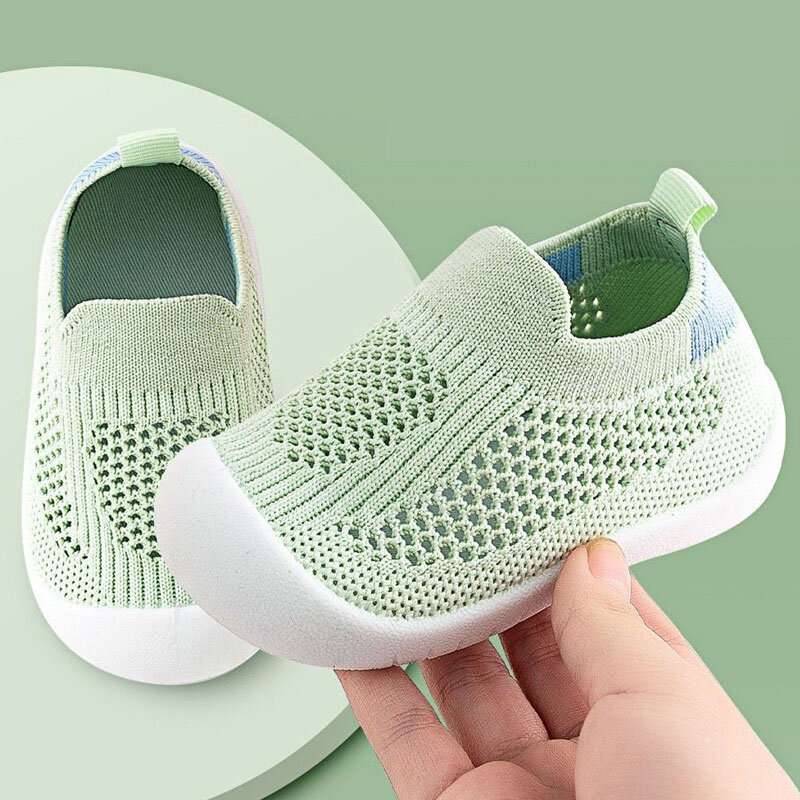Baby Shoes Anti-slip Breathable Infant Crib Floor Socks with Rubber Sole for Children Girls Boys Mesh Shoes Soft Bottom Slippers